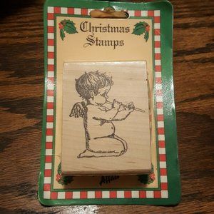 NEW ANGEL with FLUTE Rubber Stamp by Stamp Affair CHERUB CUPID MUSIC NOS HOLIDAY